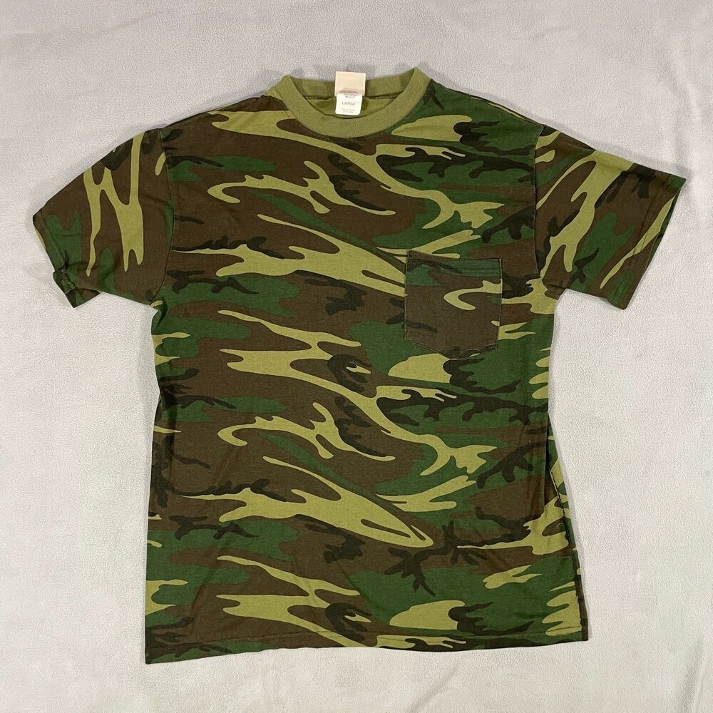 Vintage RedHead Camo Pocket T-Shirt Men's Large Woodland Green Outdoor